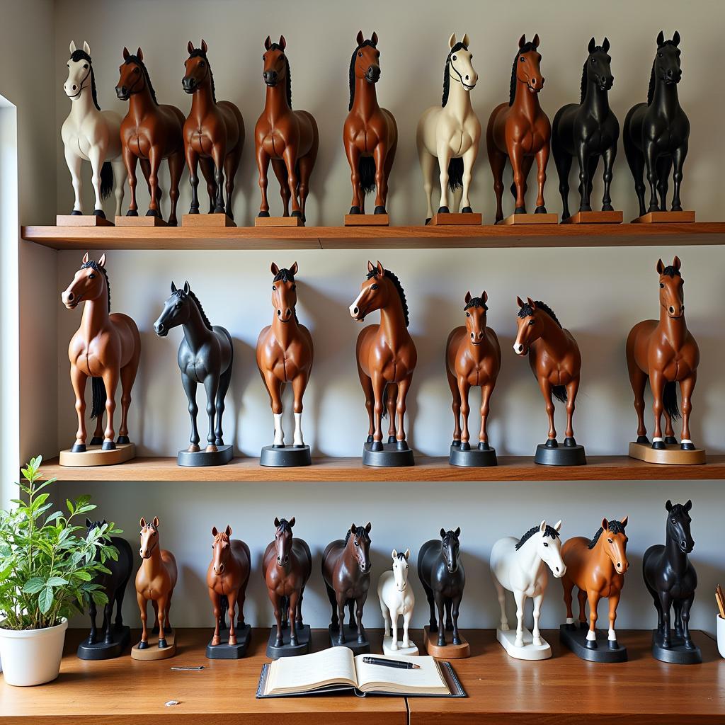 Displaying bobble head horses in a collection