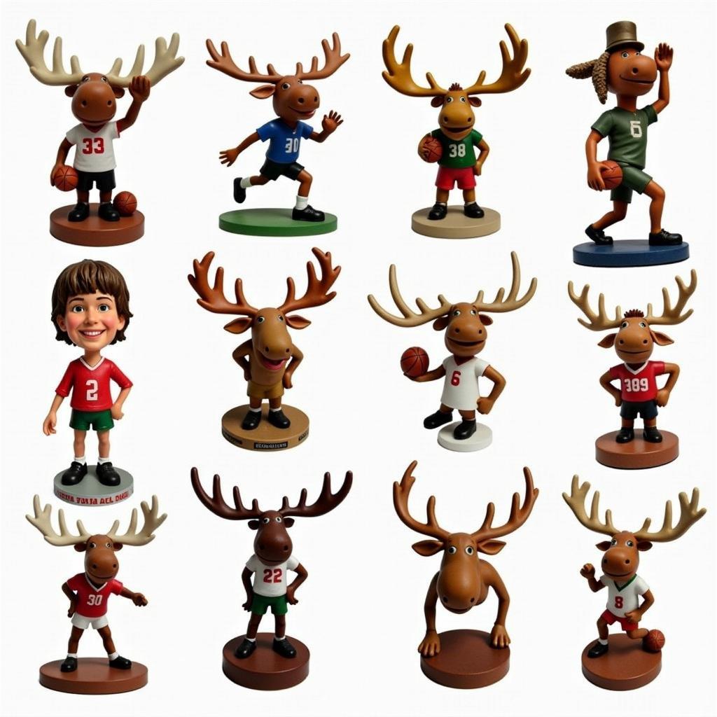 Various Bobble Head Moose Figurines