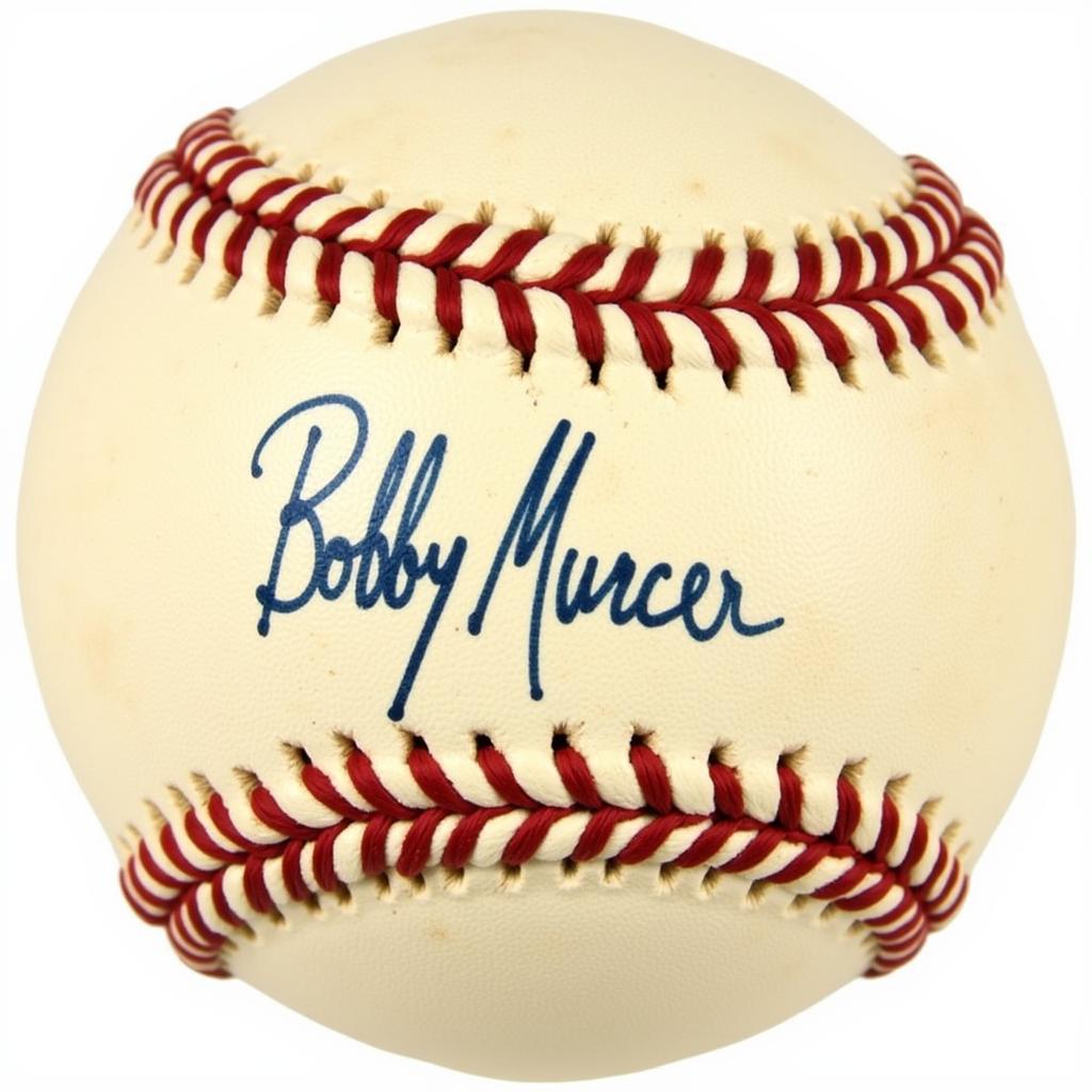 Closeup of a Bobby Murcer Autographed Baseball