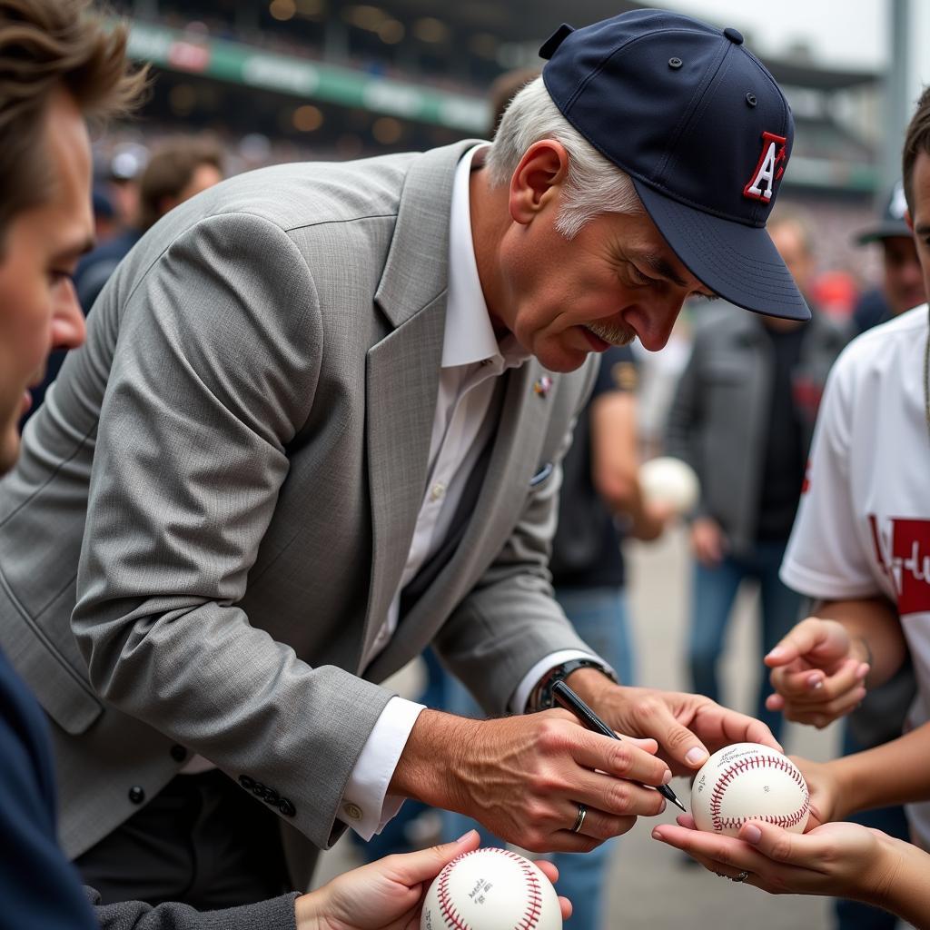 Bobby Murcer Signing Baseballs for Fans