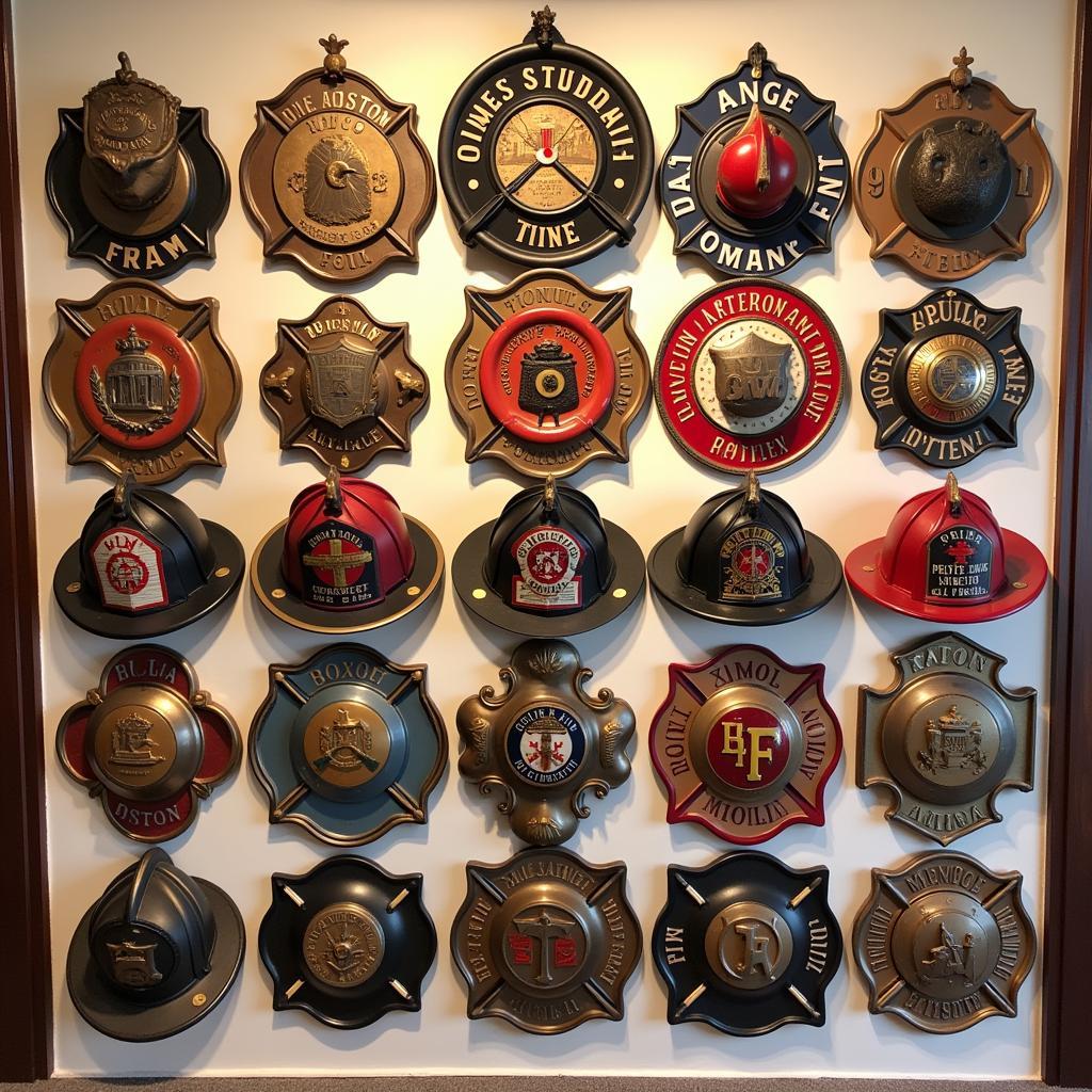 A Collector's Showcase of Boston Fire Helmet Shields