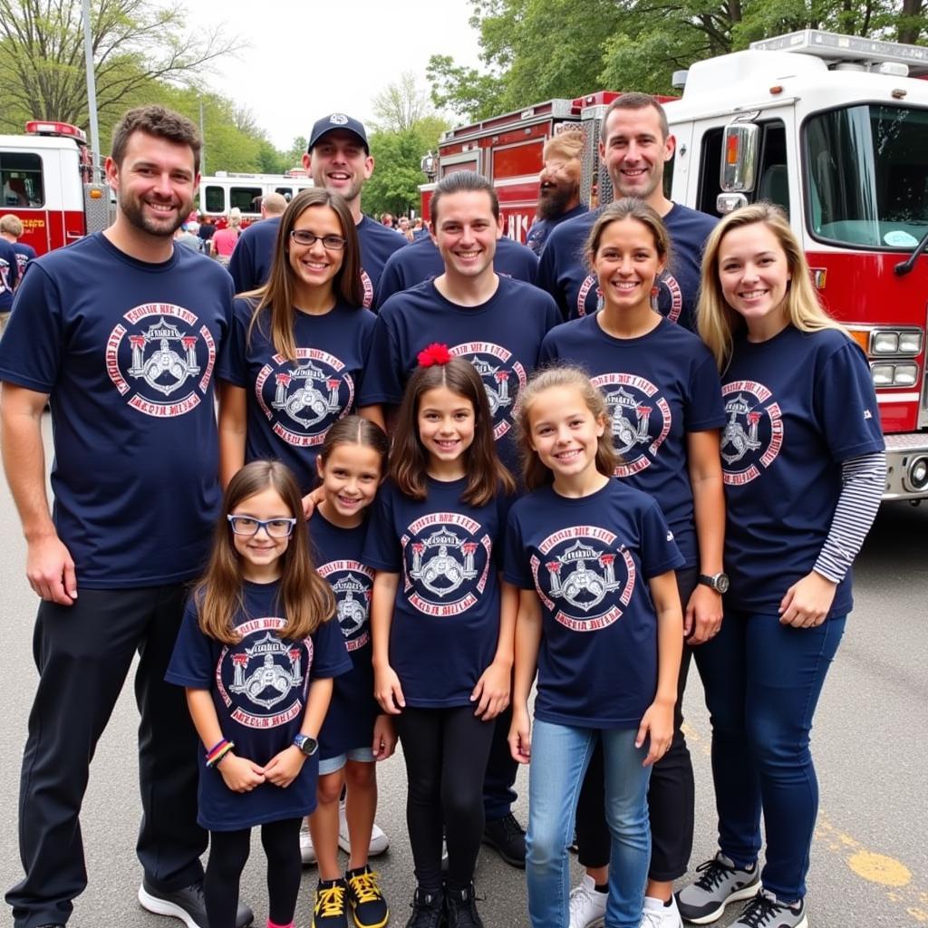 People Wearing Boston Fire Tee Shirts with Pride