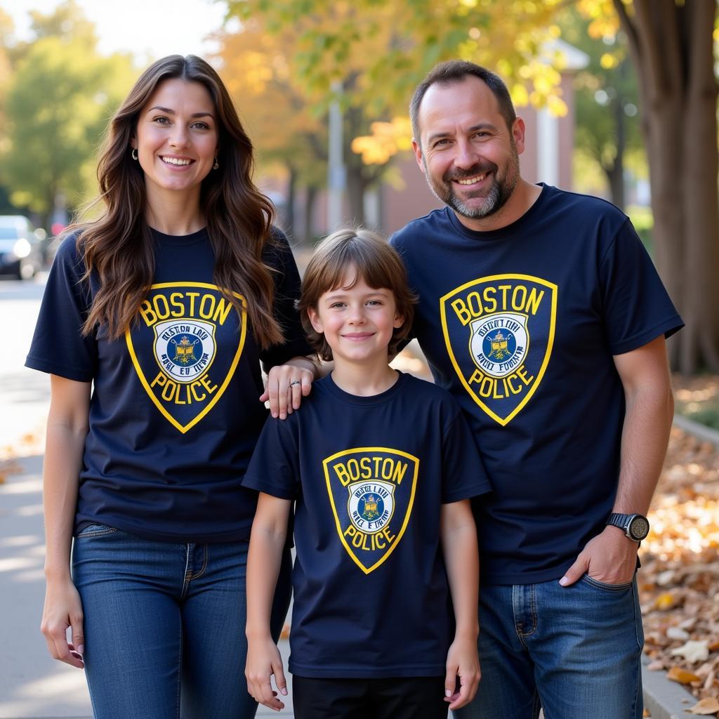 Boston Police Department T-Shirt Showing Family Support