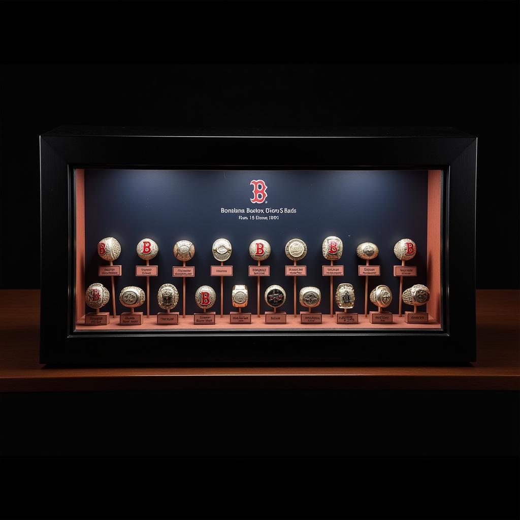 Showcase of Boston Red Sox Championship Rings