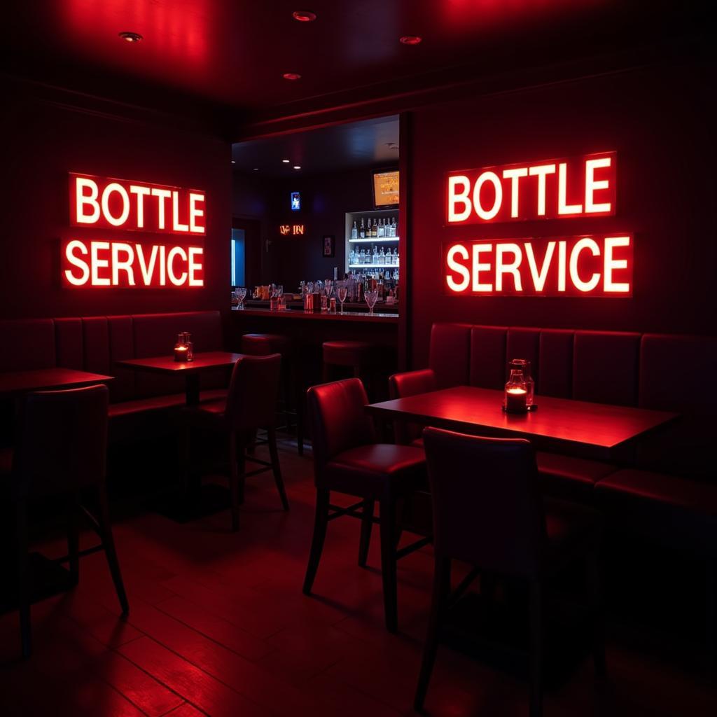 Illuminated Bottle Service Signs in VIP Area