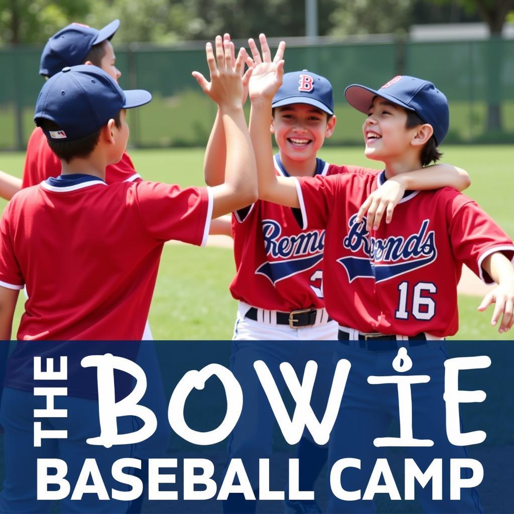 Kids celebrating a successful play at Bowie Baseball Camp