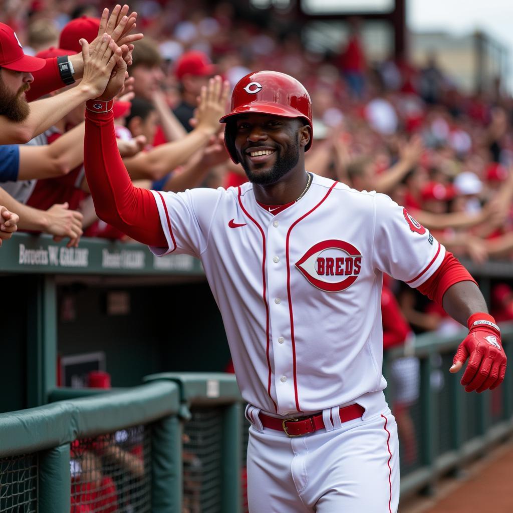 Brandon Phillips Celebrating with Cincinnati Reds Fans