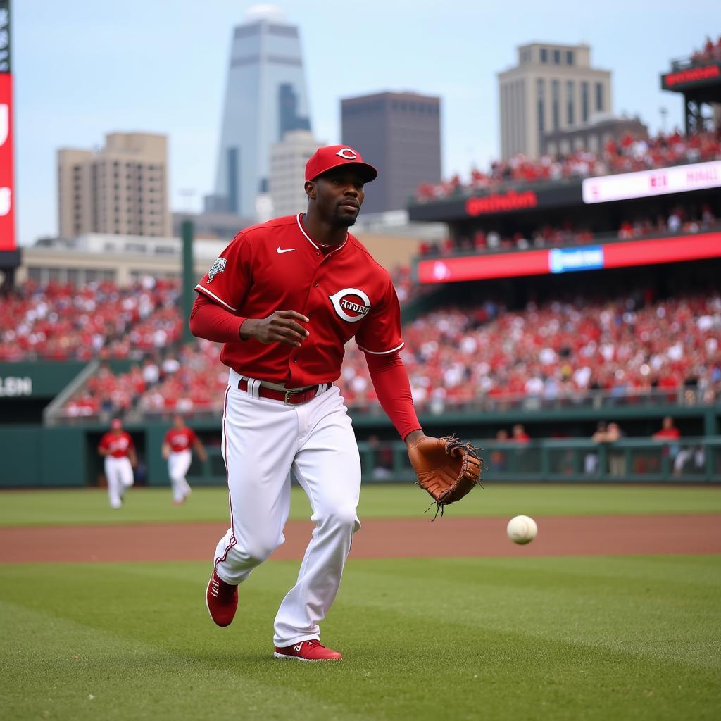 Brandon Phillips Fielding a Ground Ball at Great American Ball Park