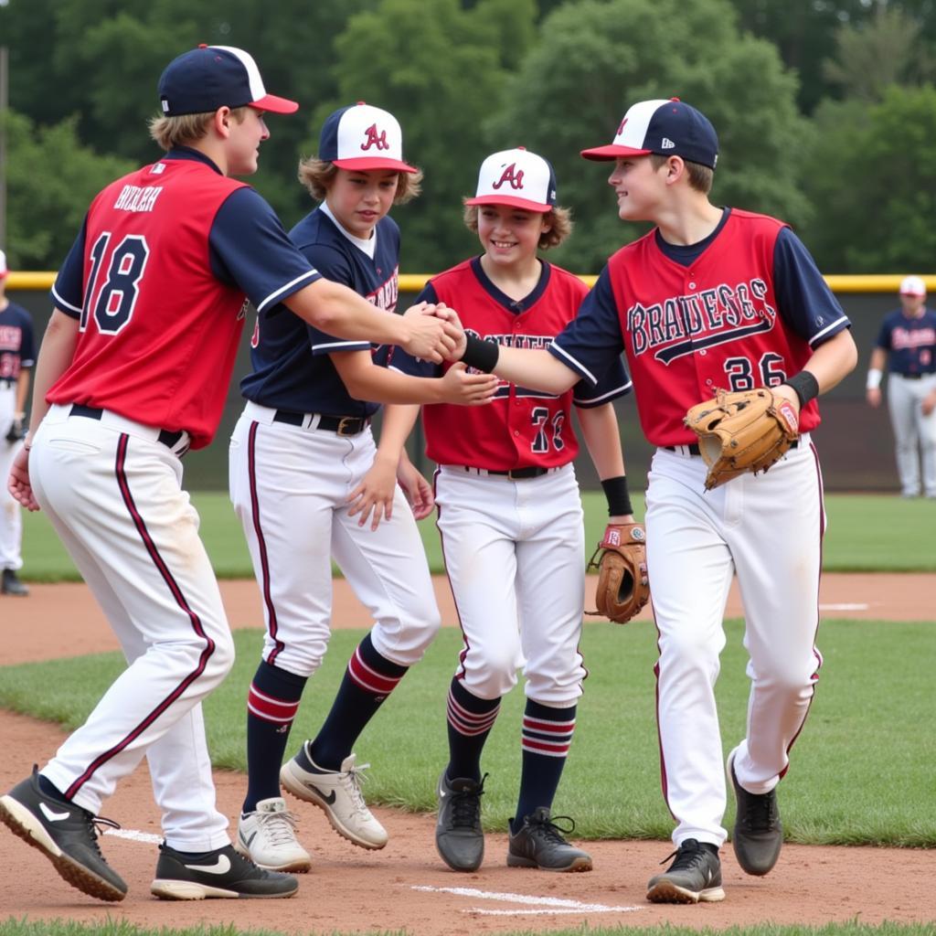 Players demonstrating good sportsmanship at a Braves Country tournament