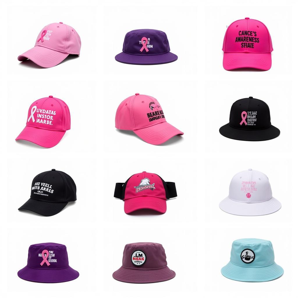 Various Styles of Breast Cancer Awareness Hats