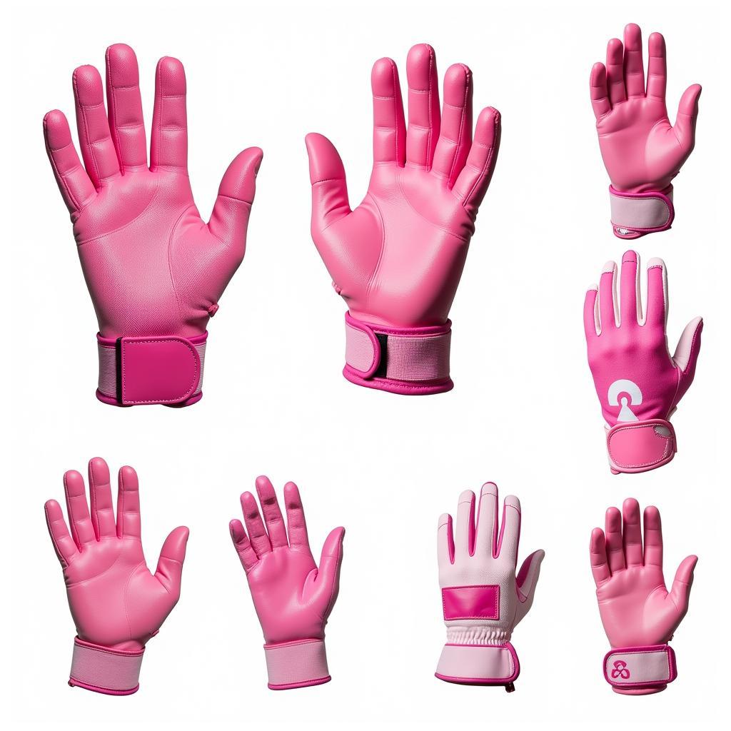 Different styles of breast cancer batting gloves