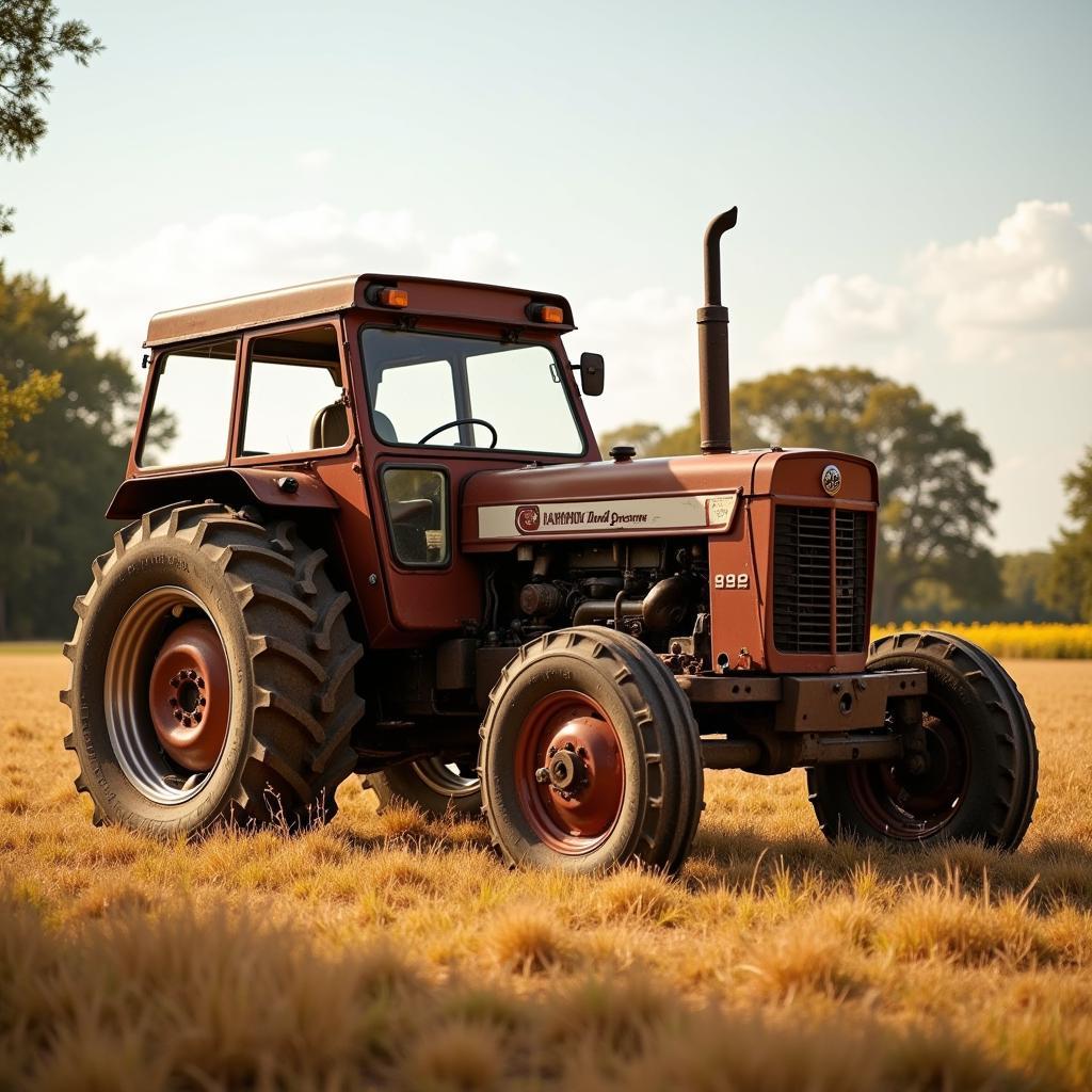 Brown 9 Tractor in a Field