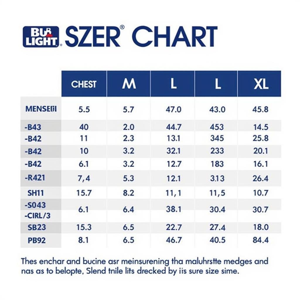 Bud Light Men's Tank Top Size Chart