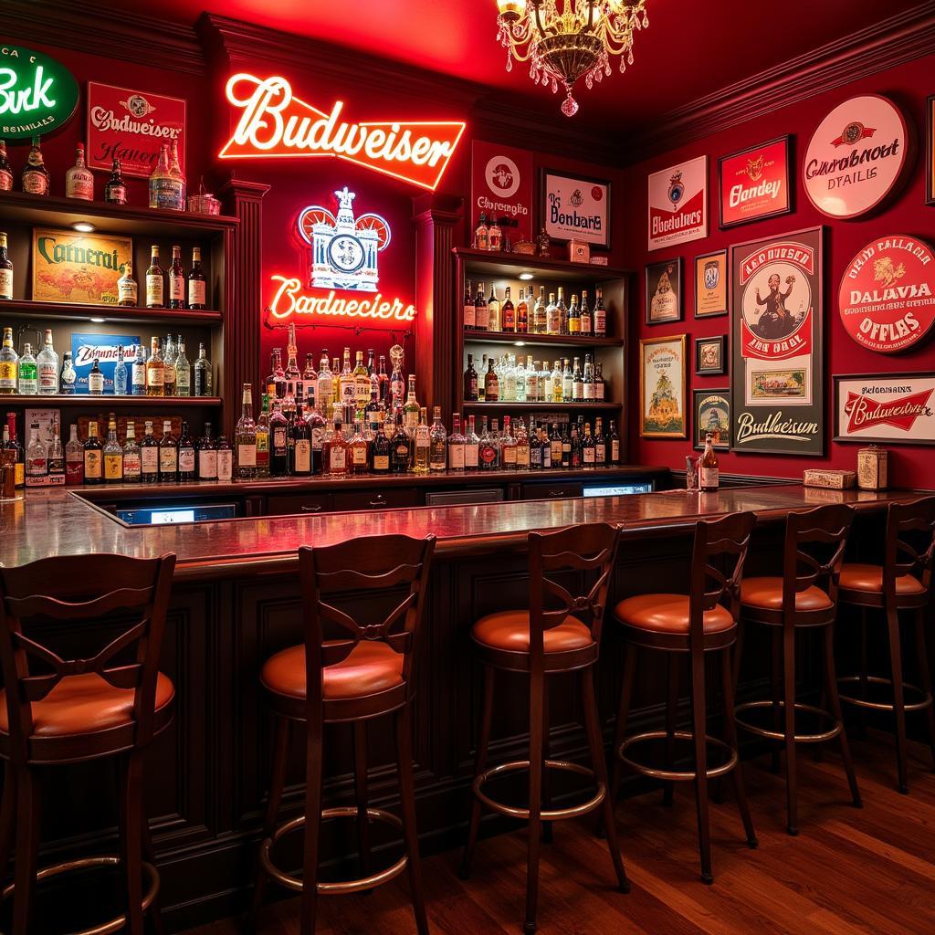 Displaying a Collection of Budweiser Metal Beer Signs