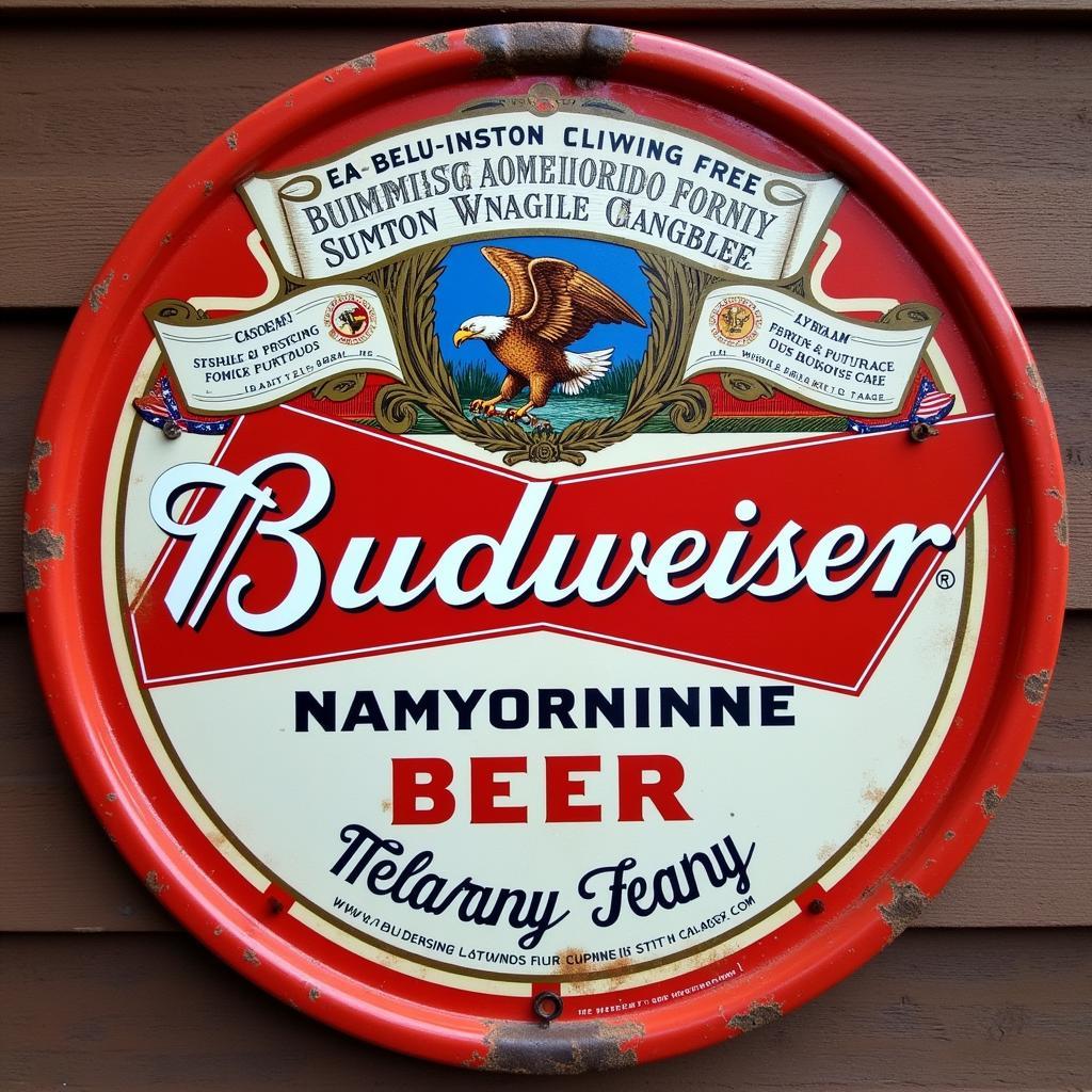 Vintage Budweiser Metal Beer Sign Depicting Americana