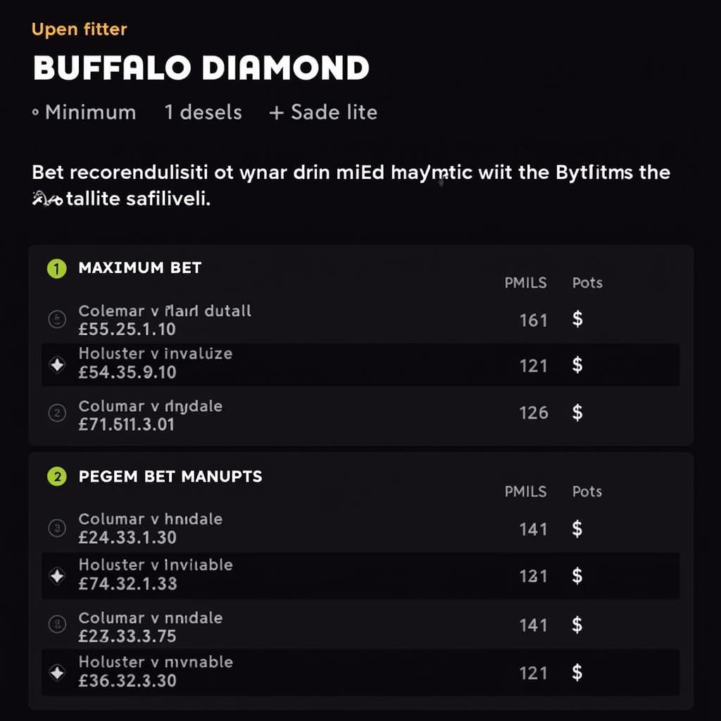 Buffalo Diamond Betting Options