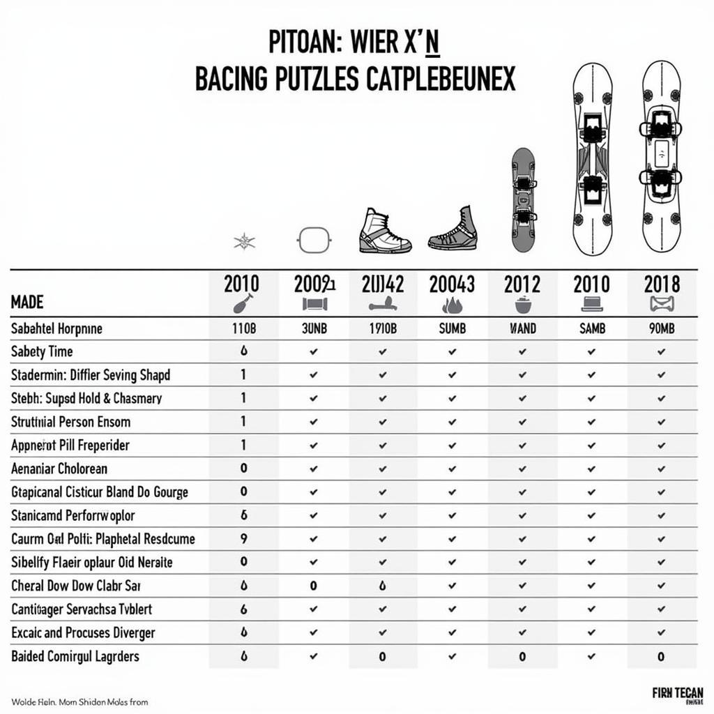 Comparison Chart of Burton Custom X Models Across Different Years