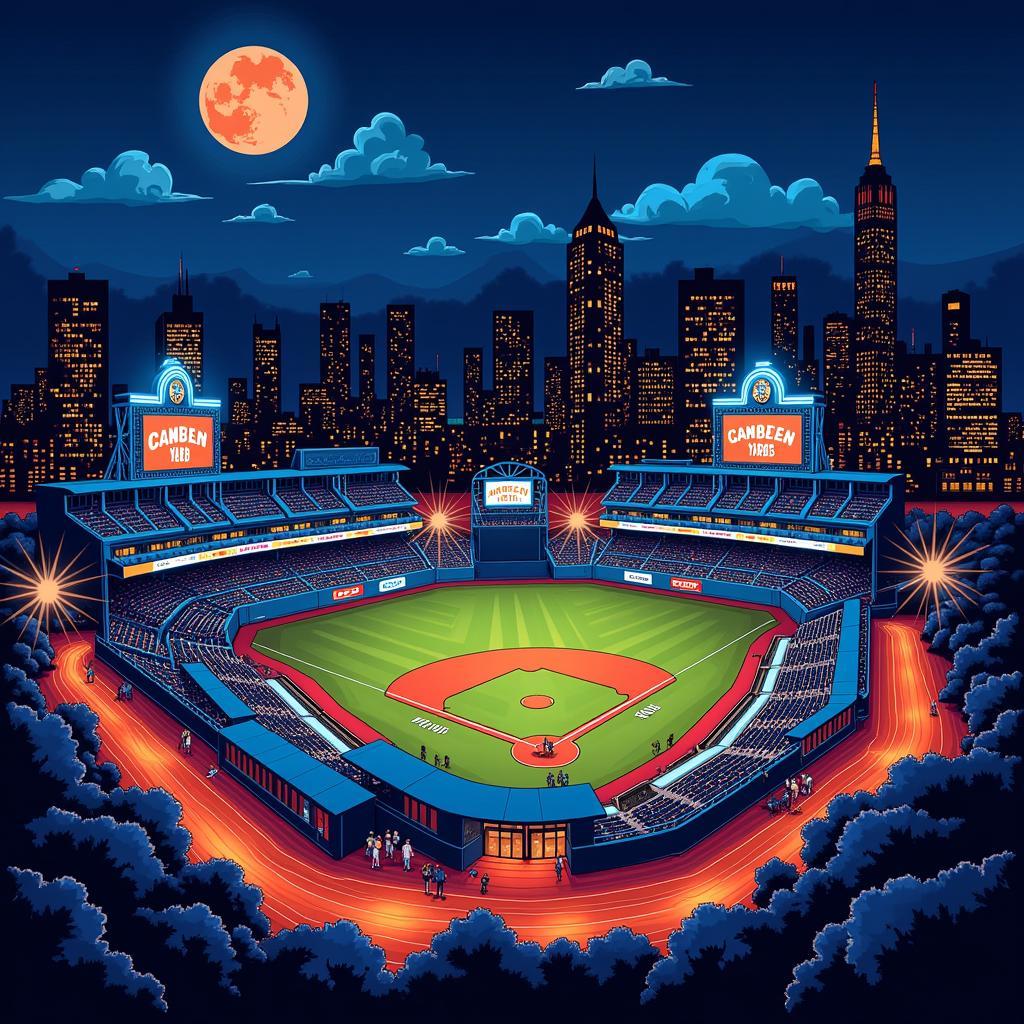 Modern Artistic Interpretation of Camden Yards at Night