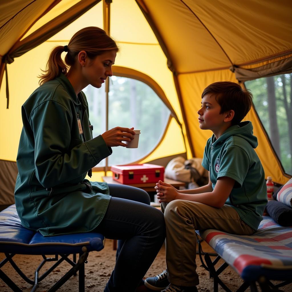 Camp Nurse Administering Medication