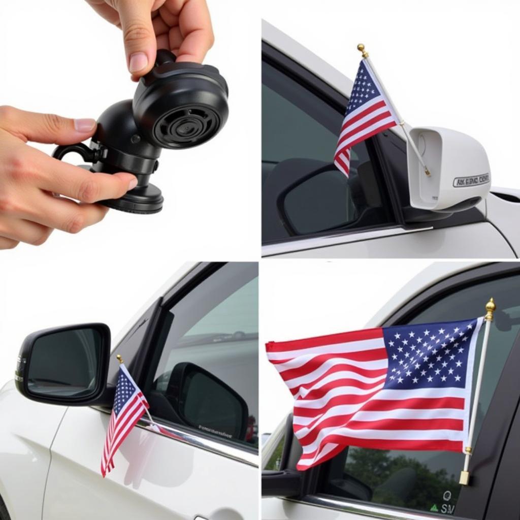 Car window flag holder with suction cup