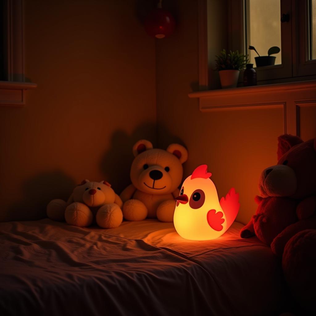 Cardinal nightlight providing a soft, comforting glow in a child's bedroom