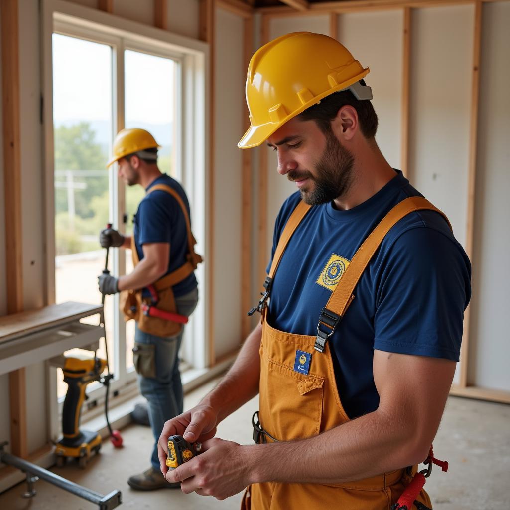 Carpenter Wearing Union T-Shirt on Jobsite