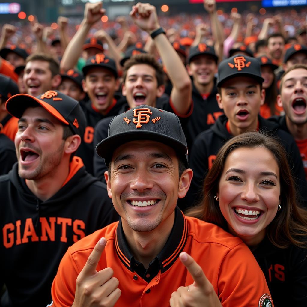 Fans celebrating the Giants' 2012 World Series victory.