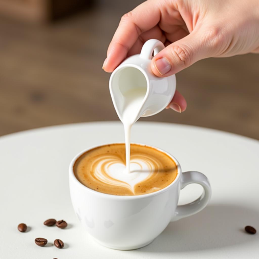 Ceramic Mini Creamer Pitcher with Latte Art