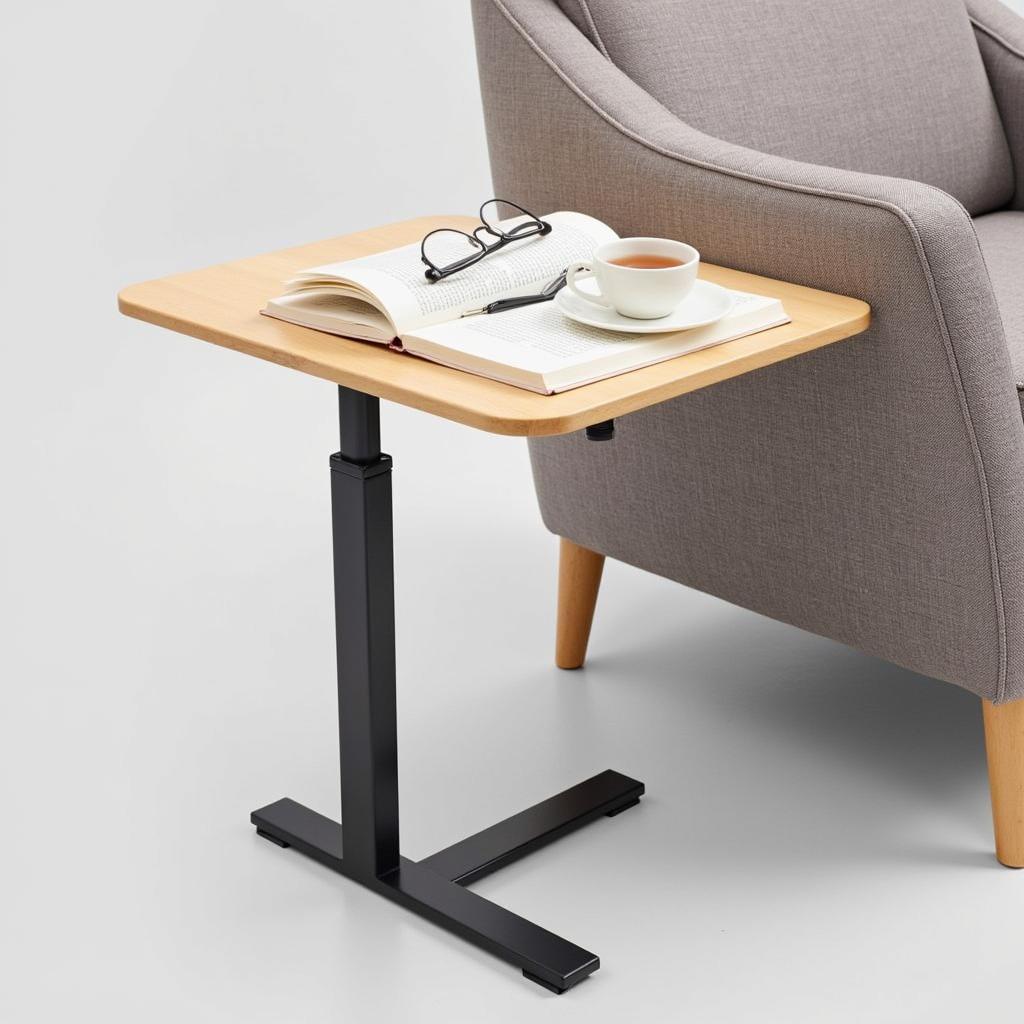 Adjustable height chair side table for elderly