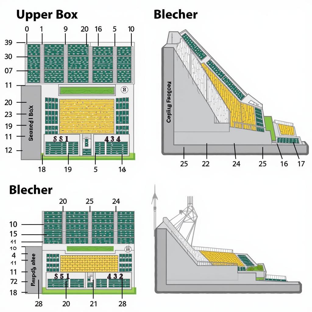 Charles Schwab Field Upper Box and Bleacher Seating Chart with Seat Numbers