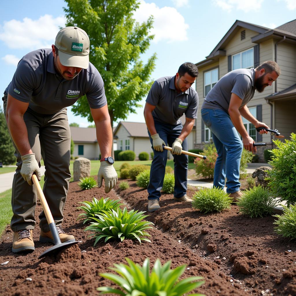 Chavez Landscaping team working on a Project