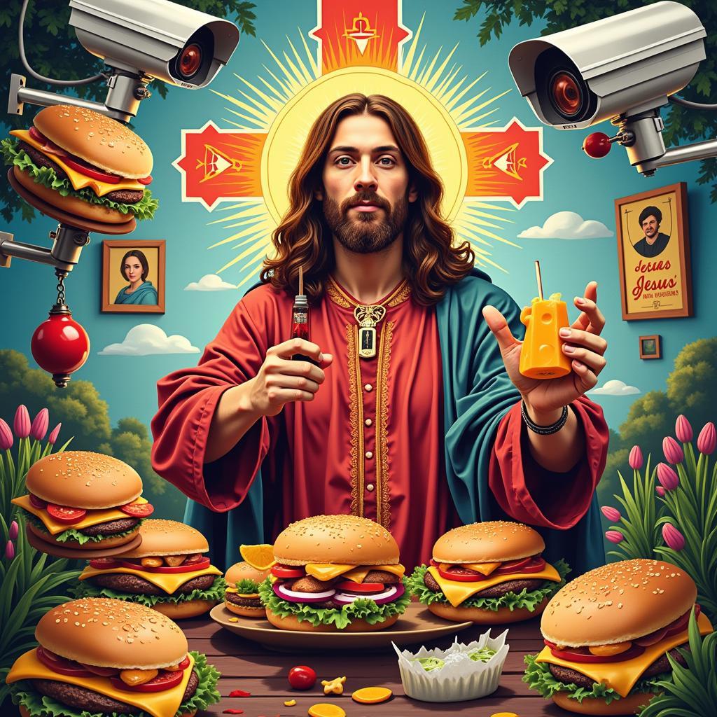 Cheeseburger Jesus Cam Digital Art