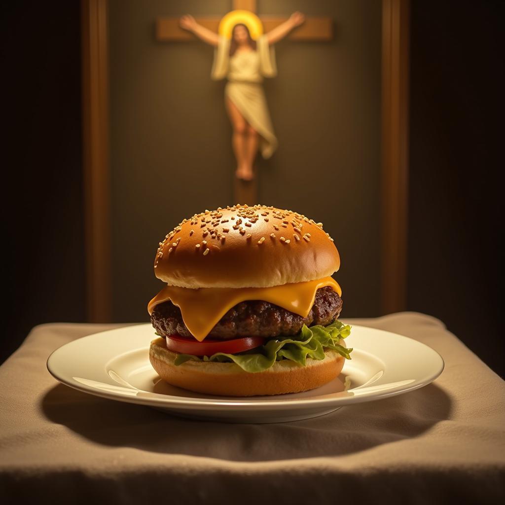 Cheeseburger Jesus Cam Iconography