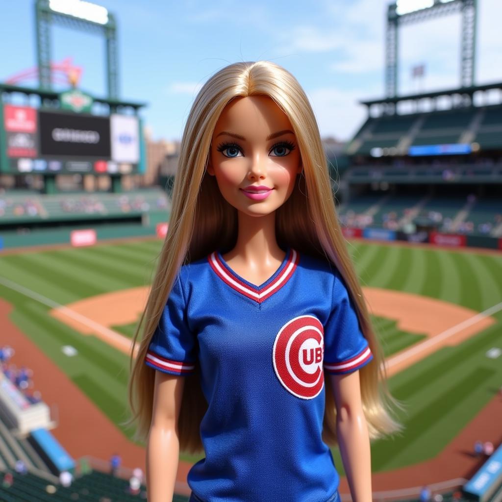 Chicago Cubs Barbie Doll with Wrigley Field Backdrop