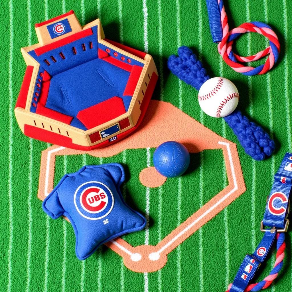 Variety of Chicago Cubs Plush and Rope Dog Toys