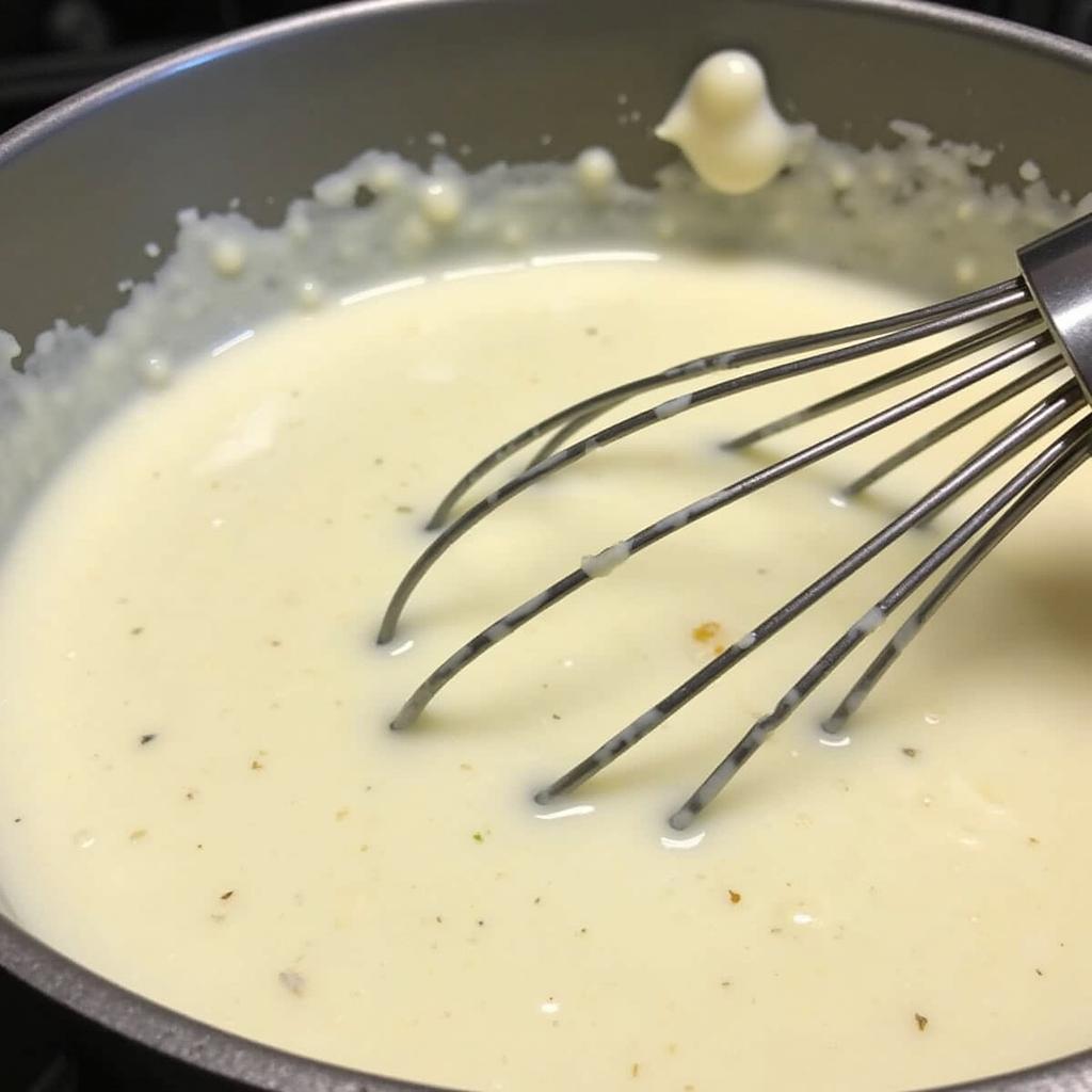 Creating Creamy Sauce for Chicken Cream Chop Sandwich