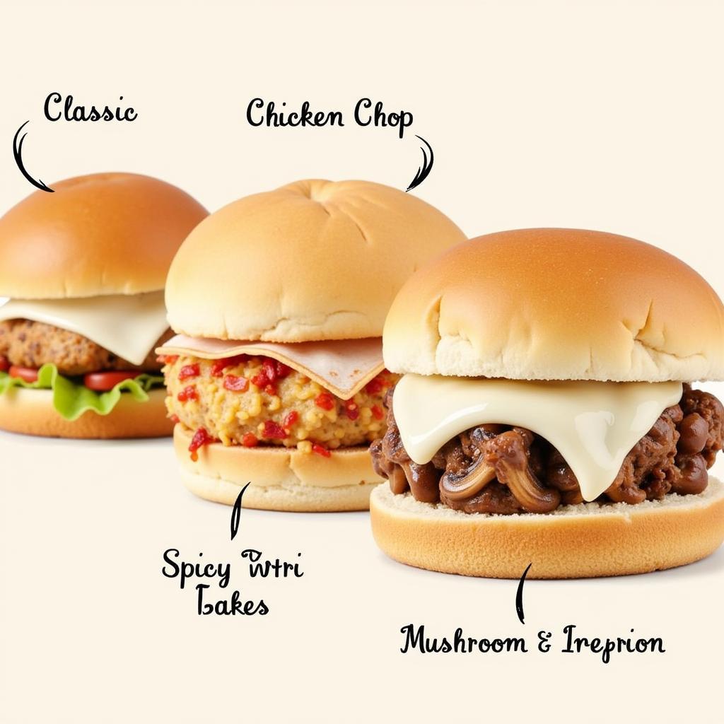 Different Variations of Chicken Cream Chop Sandwich