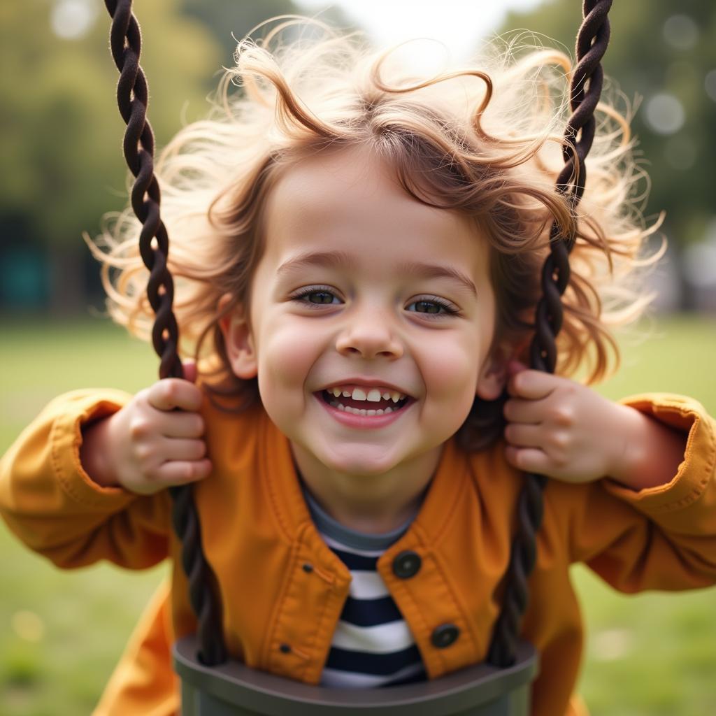 A child experiencing the joy of swinging