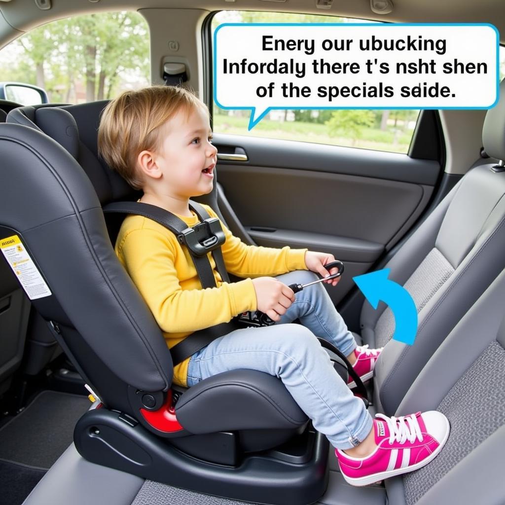 A Child with Special Needs Safely Secured with a Seat Belt Lock