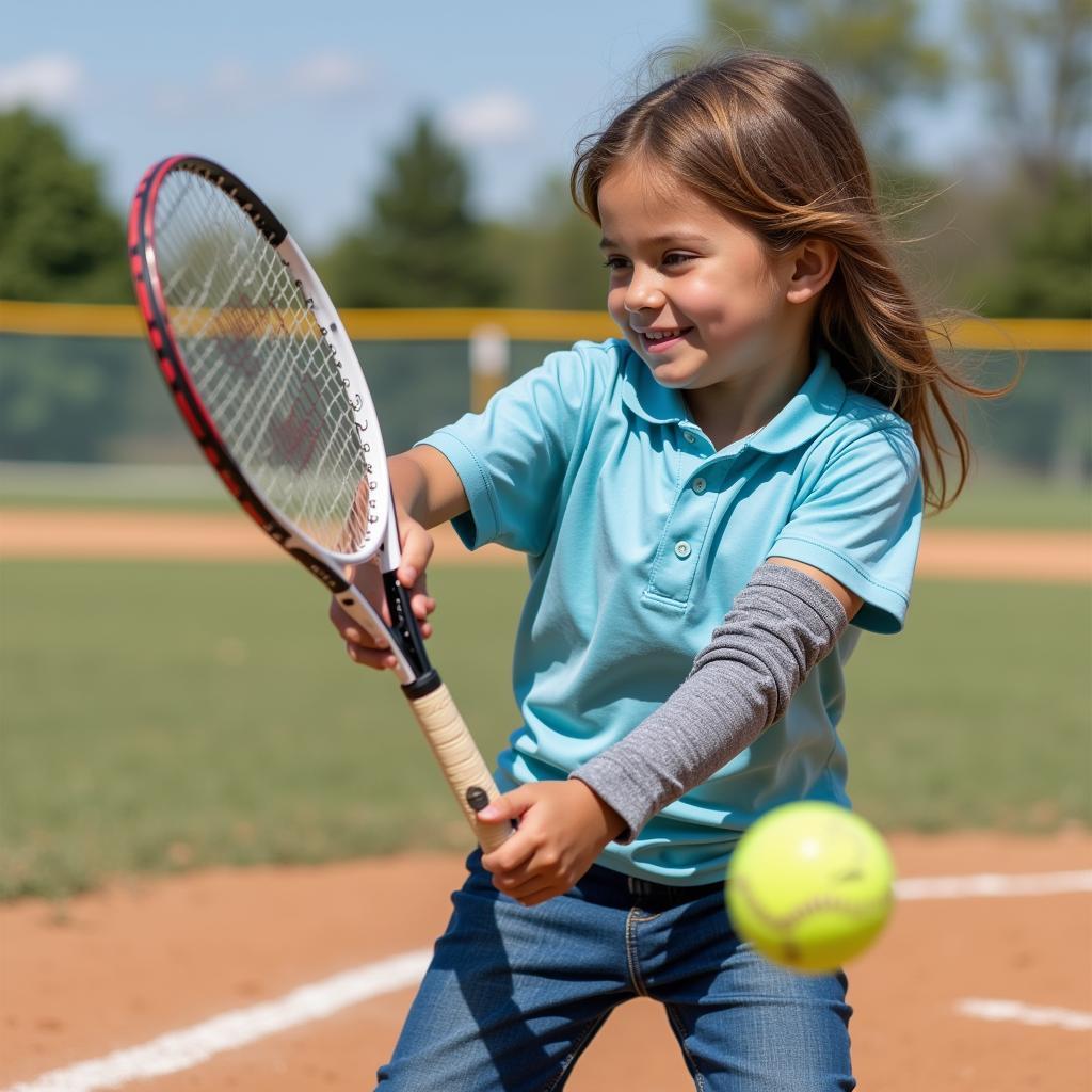 Child Wearing Elbow Brace During Sports