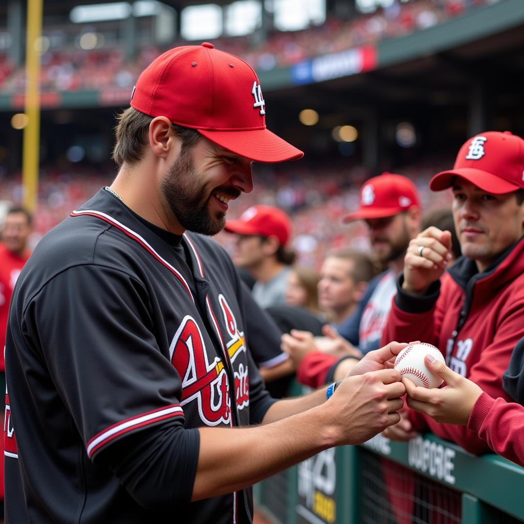 Chris Carpenter signing autographs for fans at a public event.