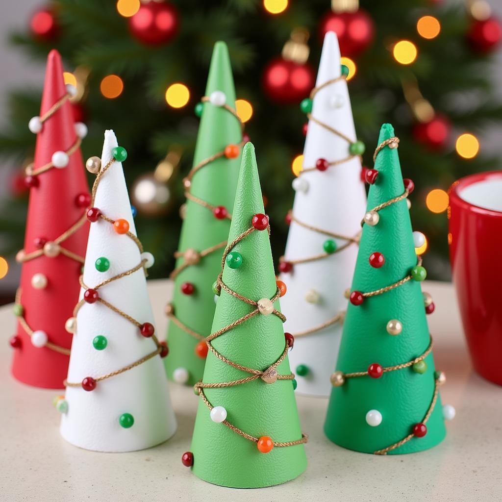 Christmas Tree Decorations Made from Styrofoam Cones