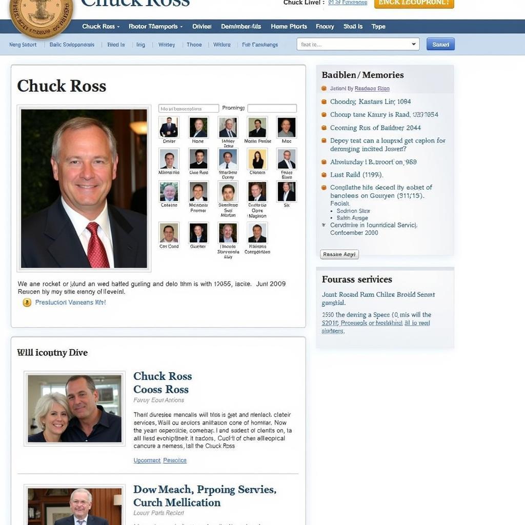 Screenshot of an online memorial page for Chuck Ross.