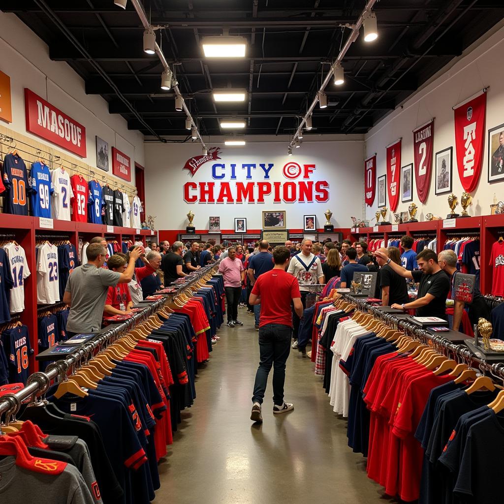 Fans celebrating in a City of Champions store