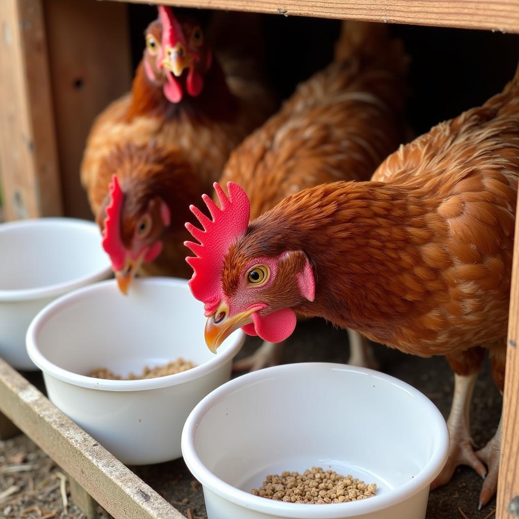 A Clean and Organized Chicken Coop with Properly Installed Feed Cups