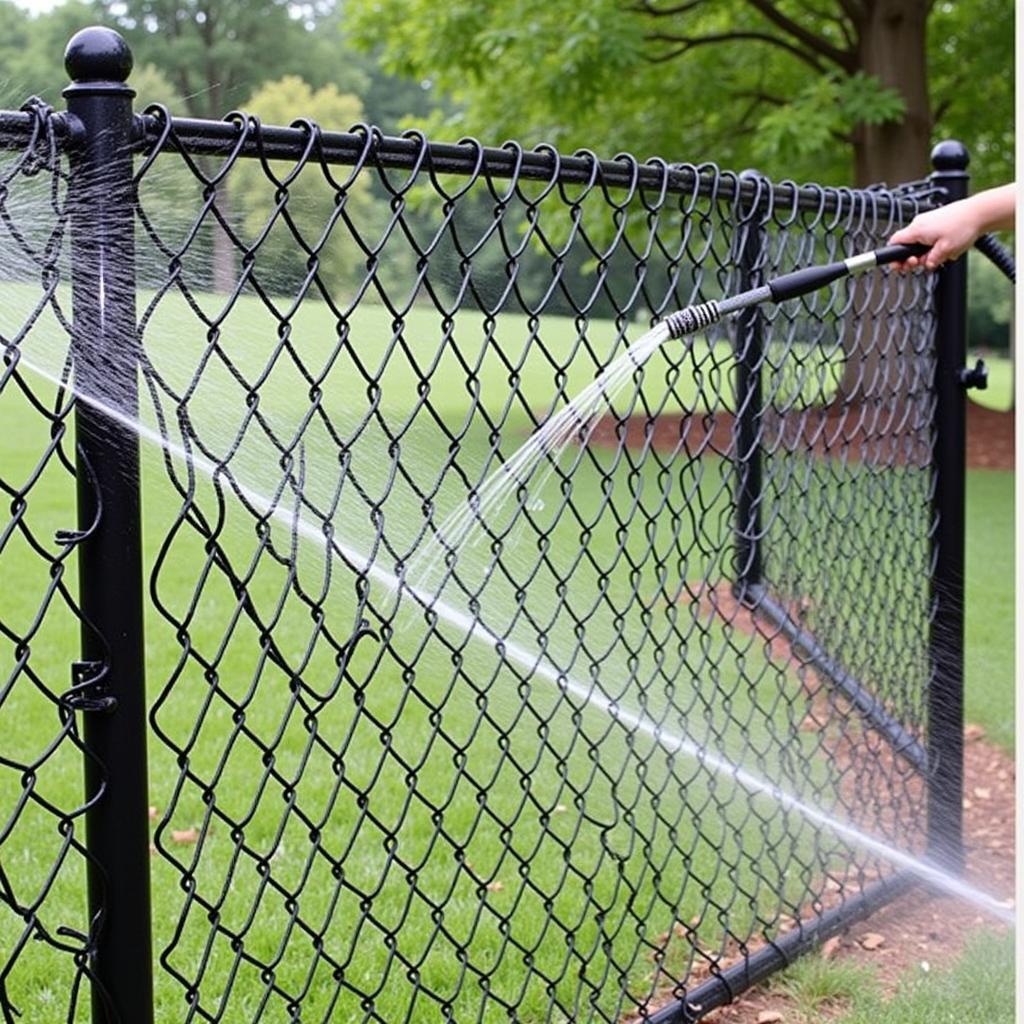 Cleaning a 3 ft black chain link fence