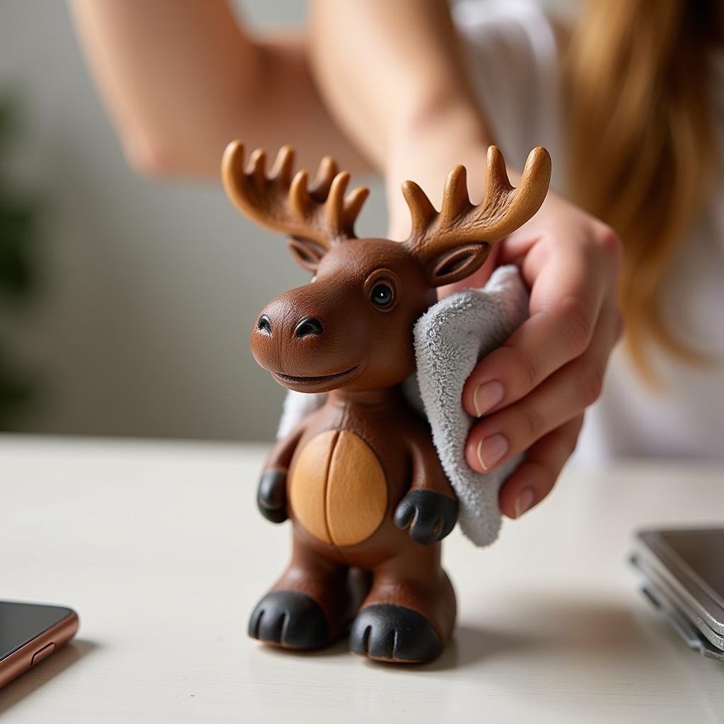 Cleaning a Bobble Head Moose Figurine