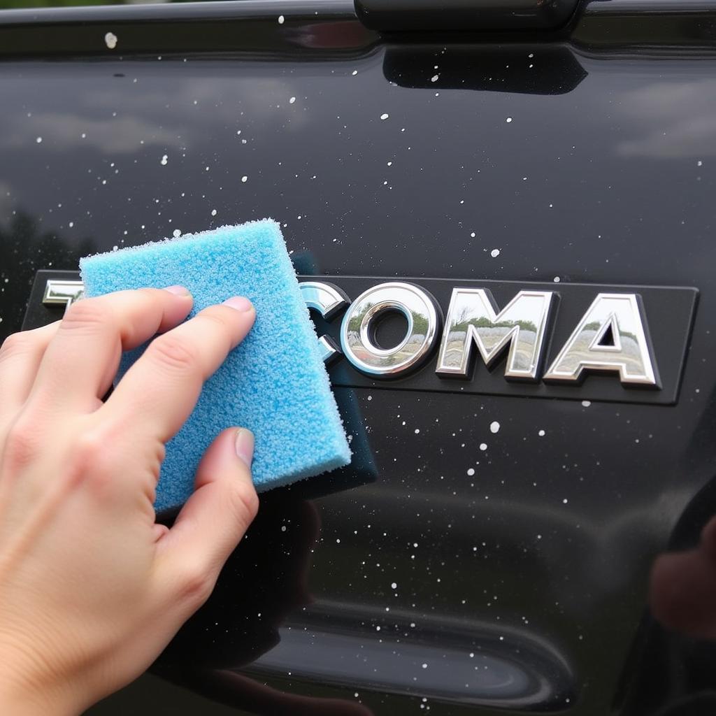 Cleaning a Tacoma Decal with Soap and Water