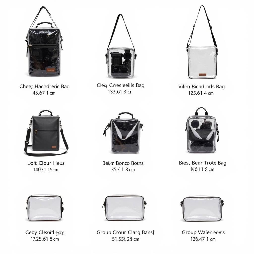 Clear camera bag sizes and styles