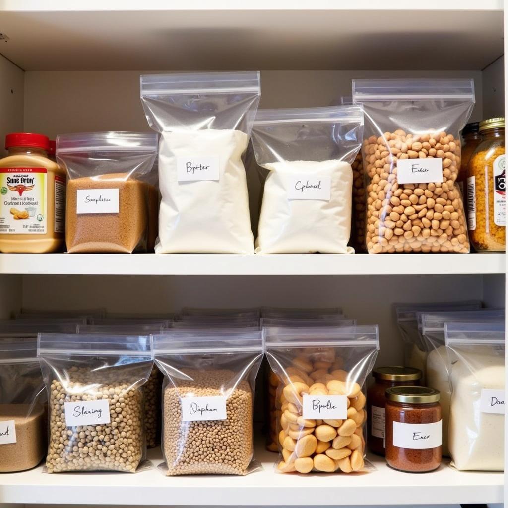 Organized Pantry with Clear Food Bags